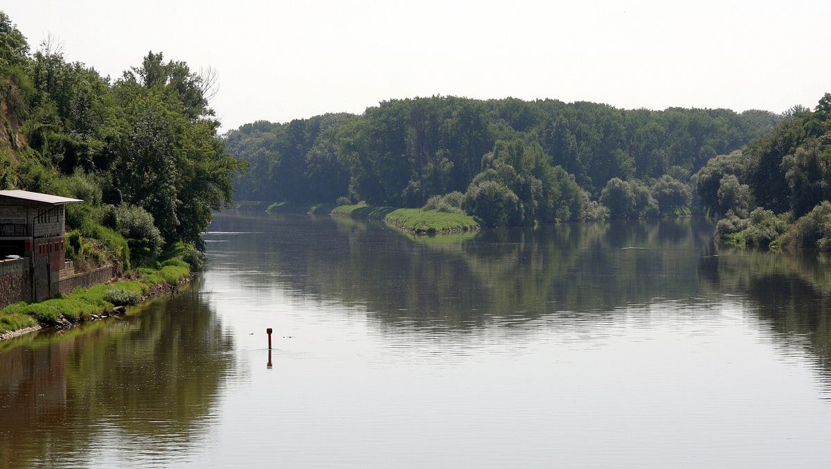 Zusammenfluss von Moldau und Elbe bei Mělník